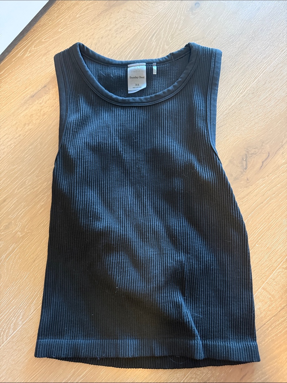 Sunday Best Black Ribbed Crewneck Tank